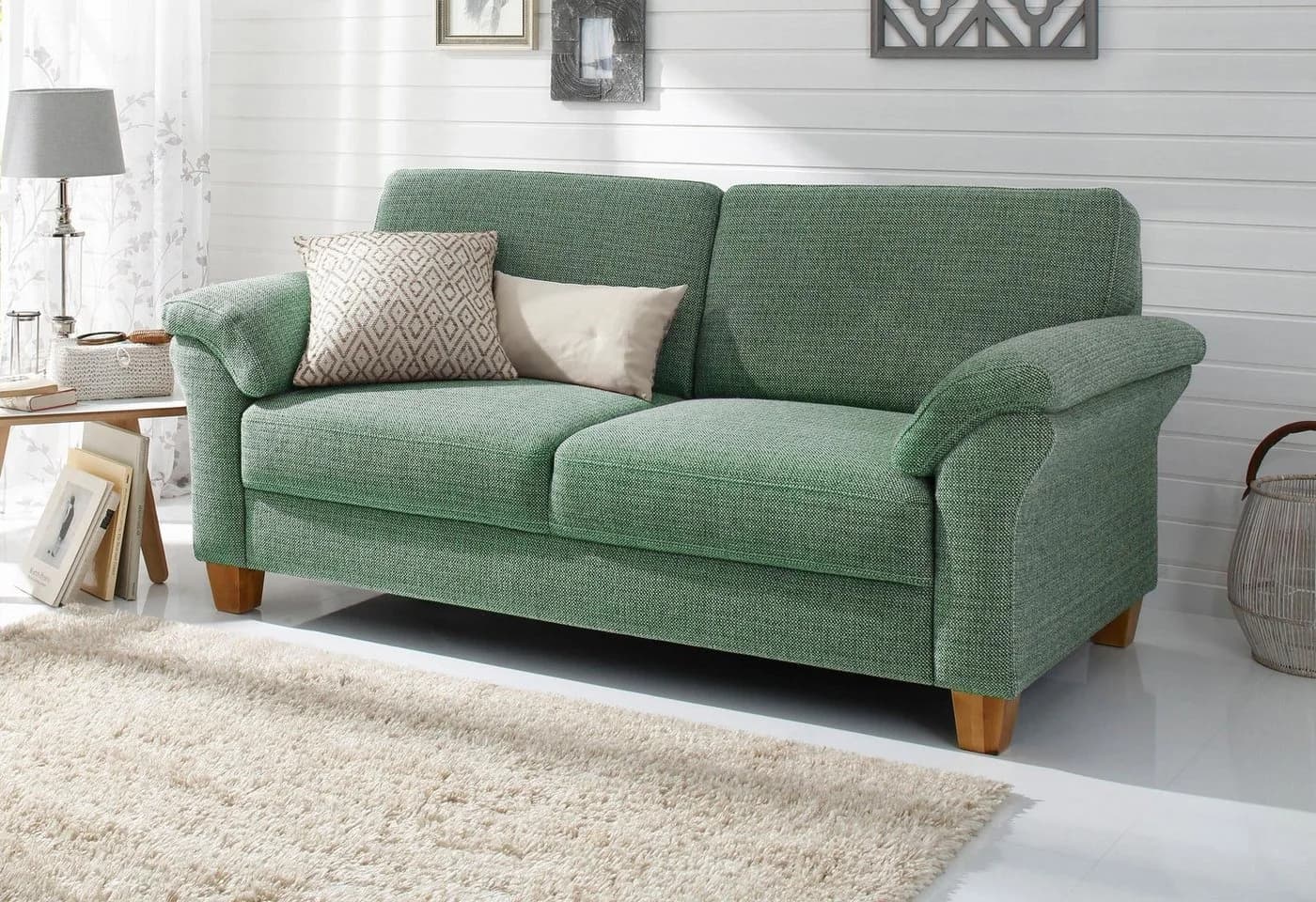 HOME AFFAIRE Borkum 2-Sitzer Sofa Grün-Grau Landhaus-Stil - Bild 2