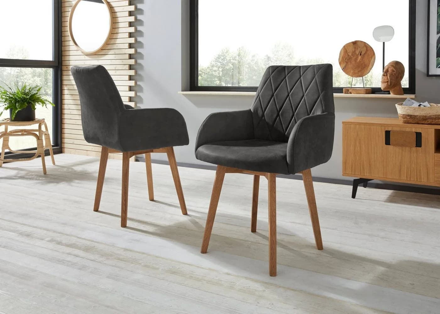 OTTO HOME Esszimmerstuhl Brest Grau Eiche Massivholz - Bild 2