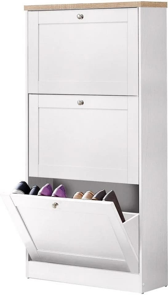 OTTO HOME Schuhschrank Heide Weiß Eiche 3 Klappen - Bild 2
