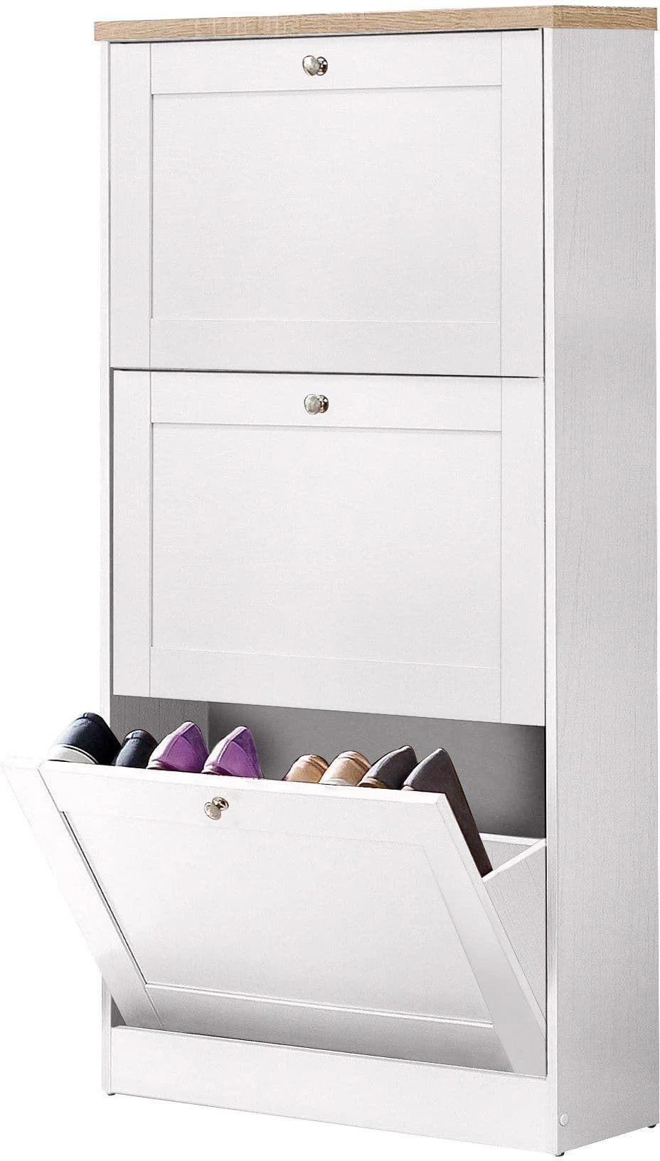 OTTO HOME Schuhschrank Heide Weiß Eiche 3 Klappen - Bild 4