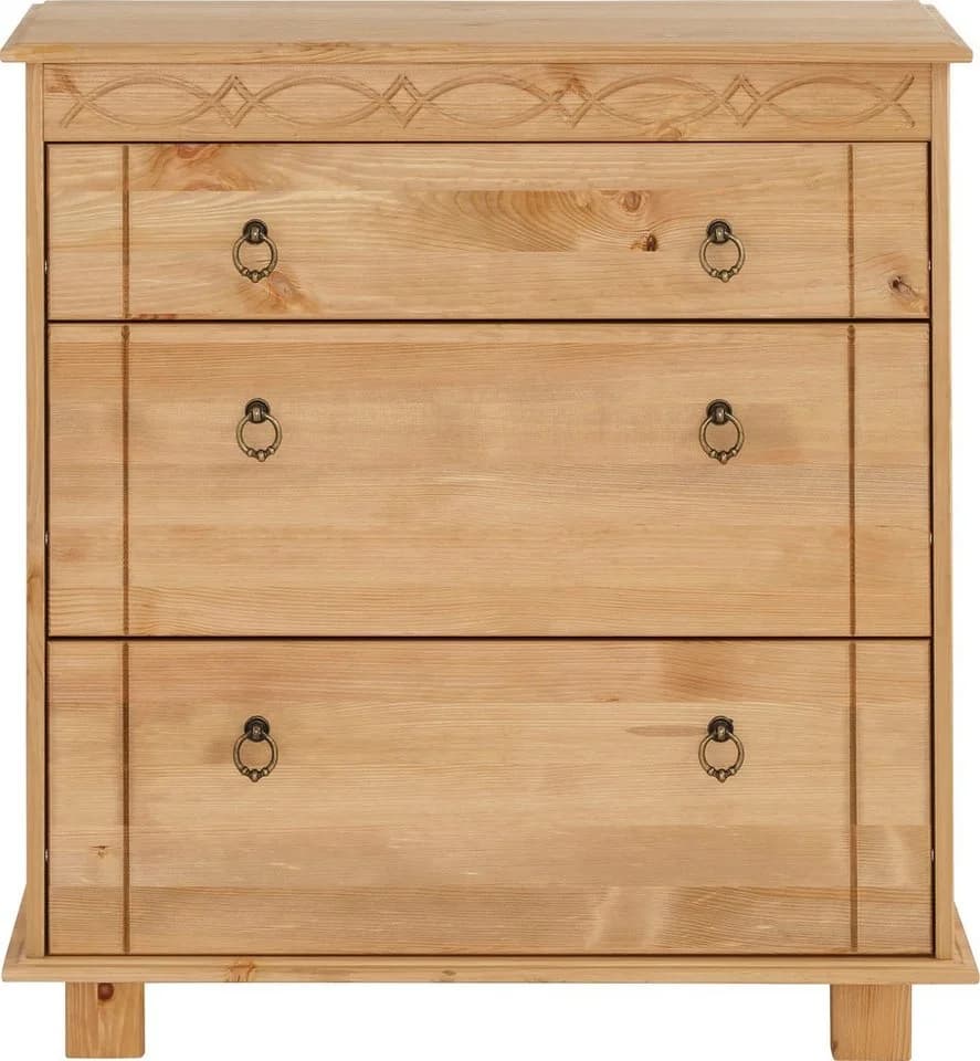 OTTO HOME Kommode Indra Massivholz Kiefer Beige 3 Schubladen - Bild 4