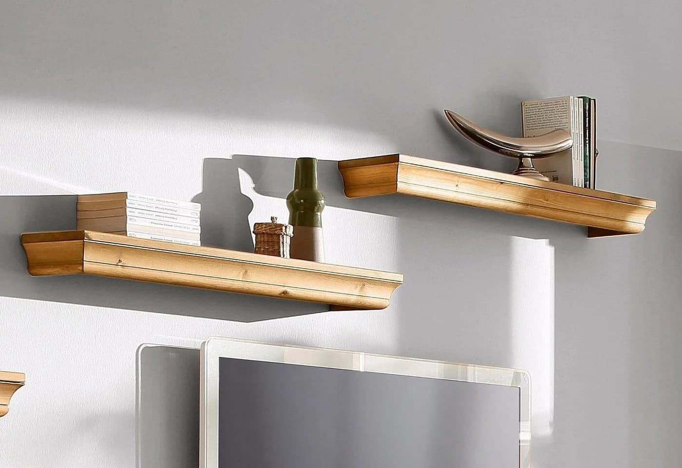 OTTO HOME Wandregal Vinales 2er Set Beige Geölt Massivholz