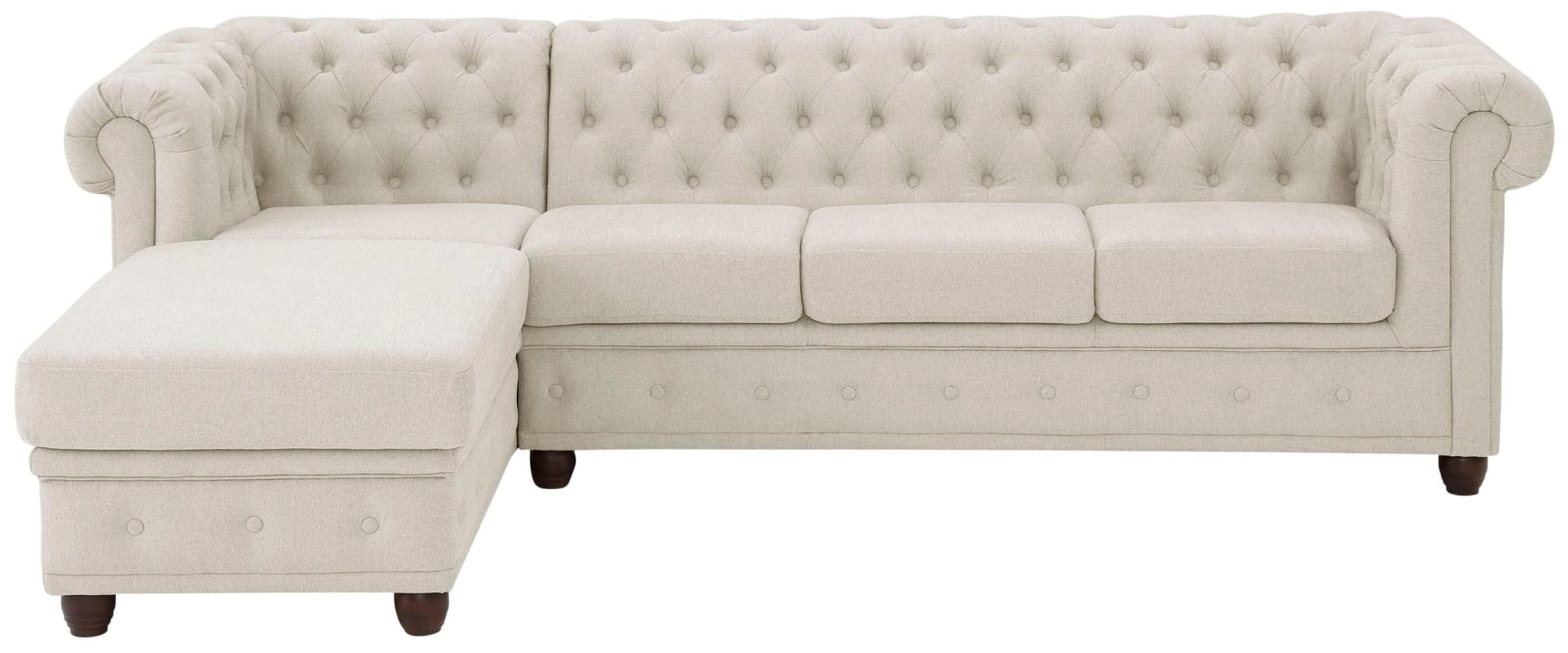 HOME AFFAIRE Chesterfield-Sofa L-Form Beige mit Knopfheftung