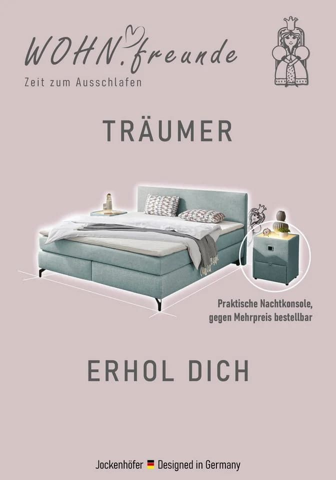 Jockenhöfer Boxspringbett Alinas mit Topper türkis - Bild 3