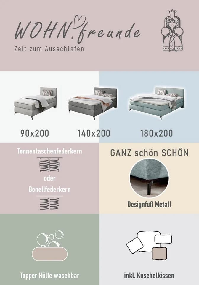 Jockenhöfer Boxspringbett Alinas mit Topper türkis - Bild 4