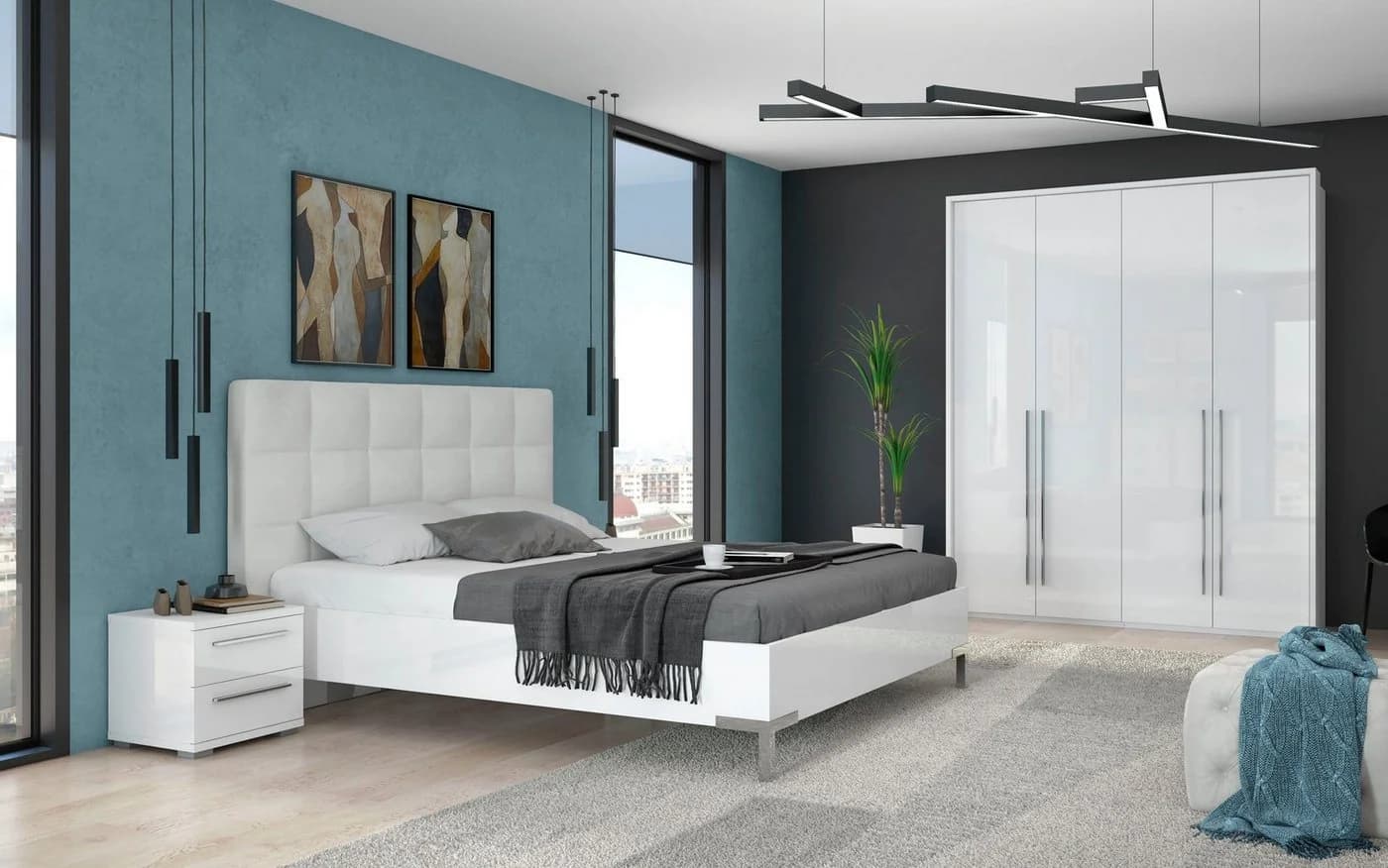 OTTO HOME Kleiderschrank Piano Weiß Hochglanz mit LED - Bild 5