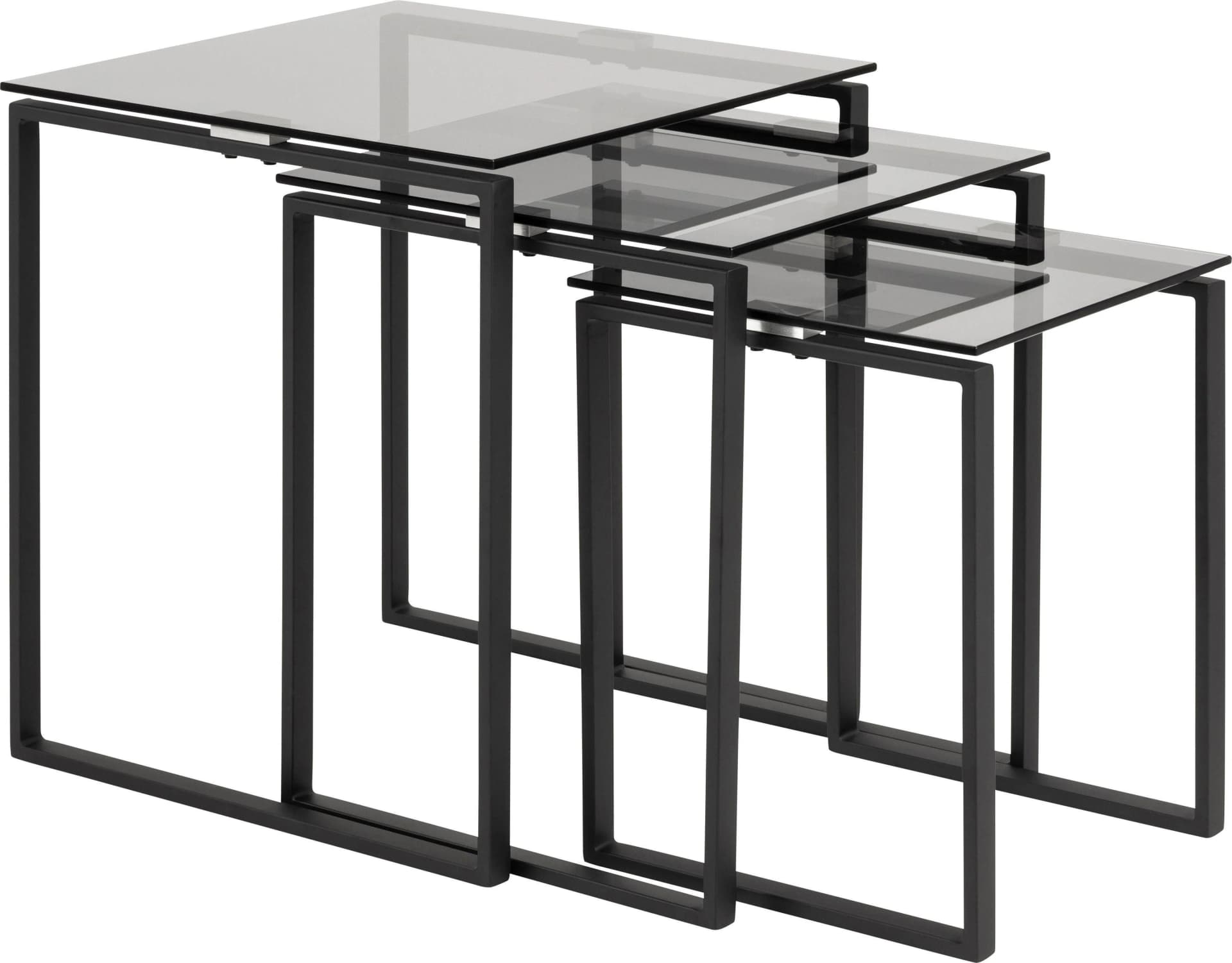 ACTONA GROUP Satztisch Karolina Rauchglas Schwarz Metallgestell