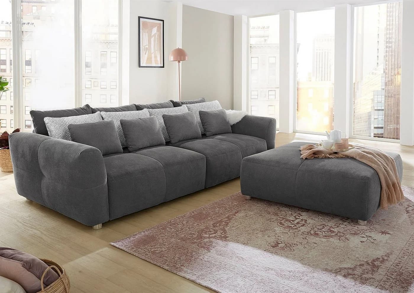 Jockenhöfer Gruppe Big-Sofa Gulliver Grau mit Federkern - Bild 4