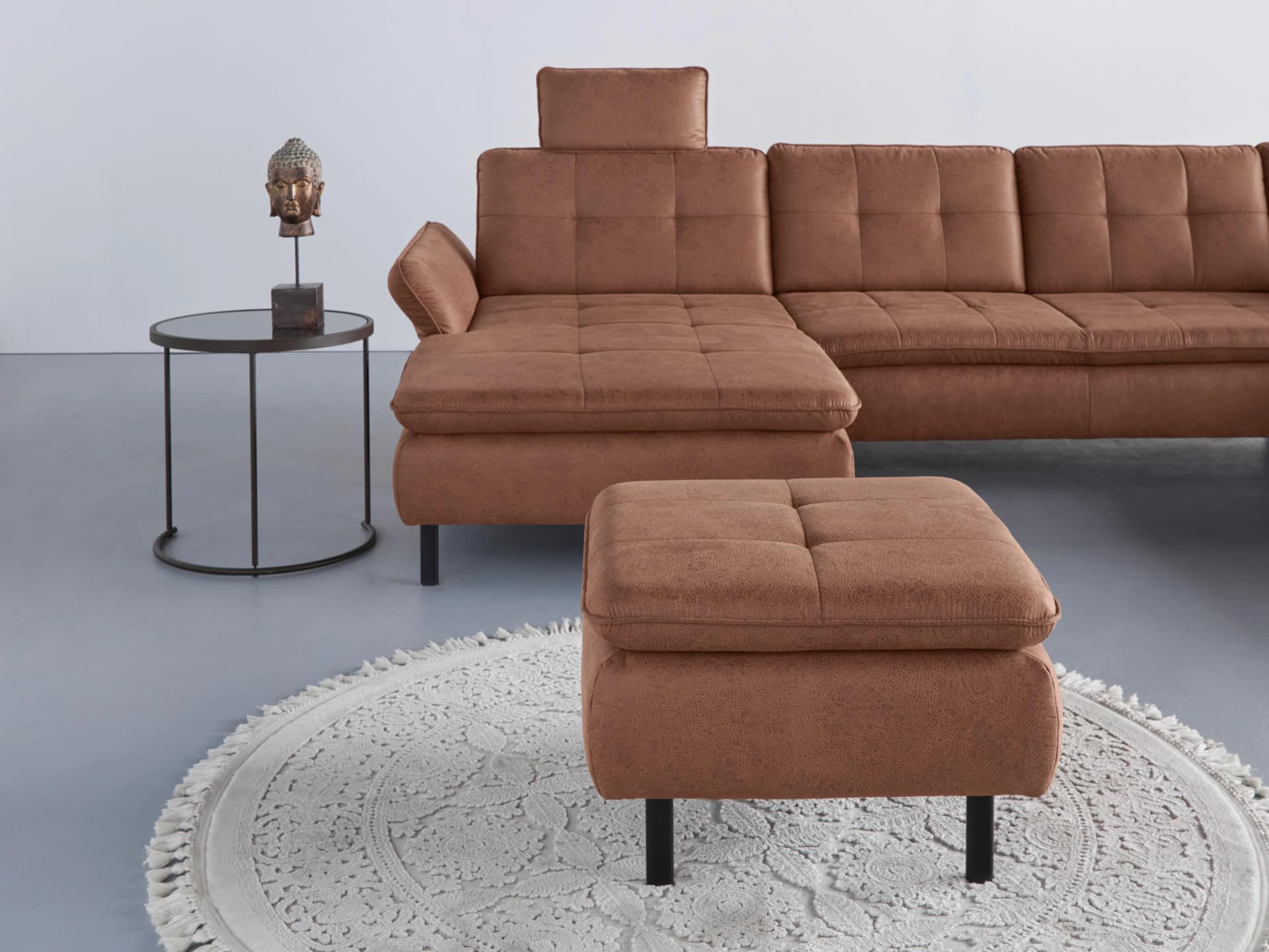 HOME AFFAIRE Polsterhocker Birkholm Haselnuss Microfaser