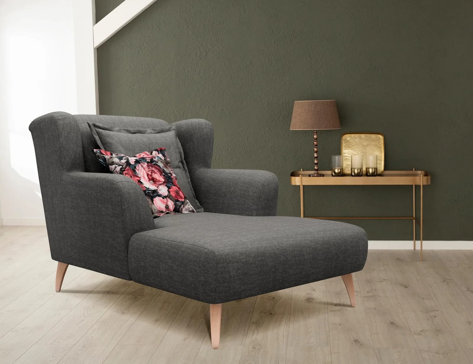 Home Affaire Baggio Kuschel Mega Lounge Sessel Asche Velours