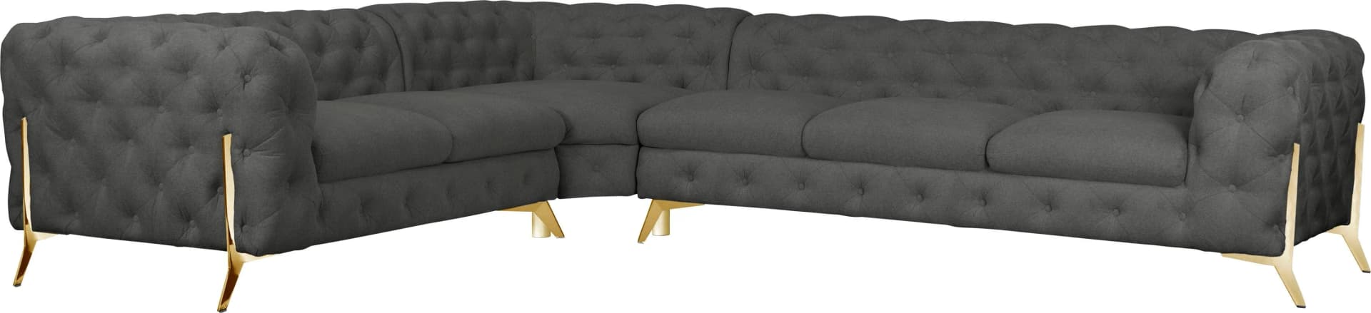 HOME AFFAIRE Chesterfield-Sofa Amaury L-Form Grau