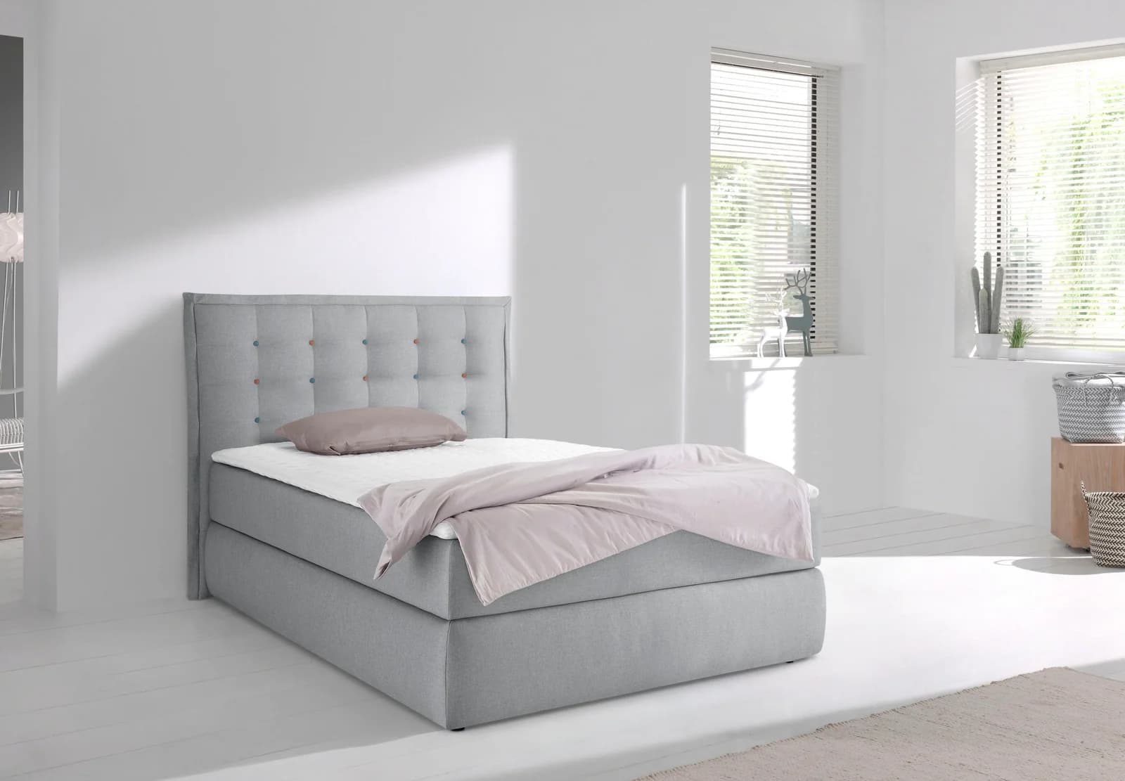 HOME AFFAIRE Boxspringbett Sagres Grau 140x200 cm mit Topper