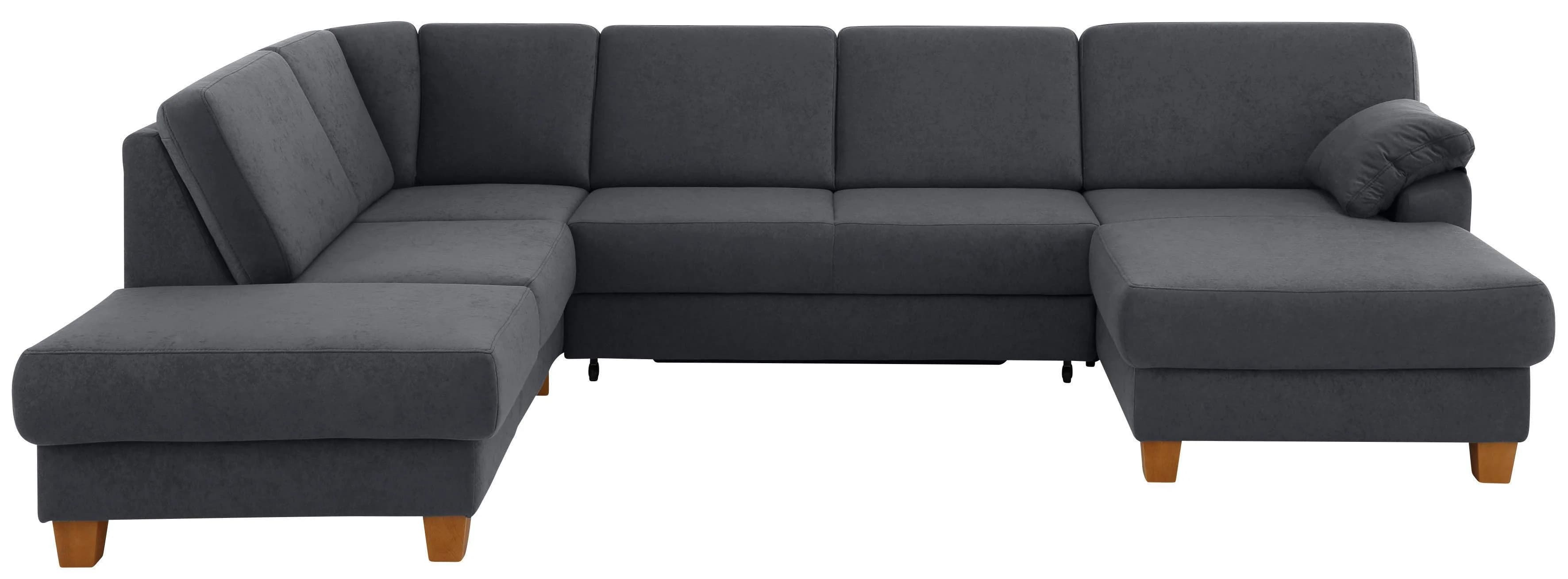 Home Affaire Wohnlandschaft Belfort U-Form Anthrazit mit Bettfunktion