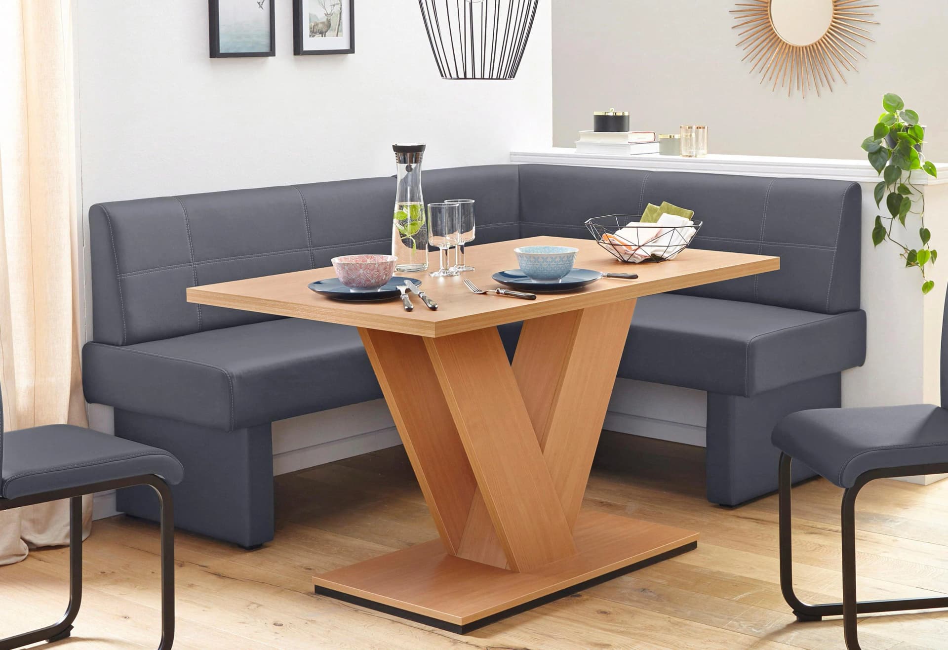 Home Affaire Eckbank Grau Kunstleder FSC Holz