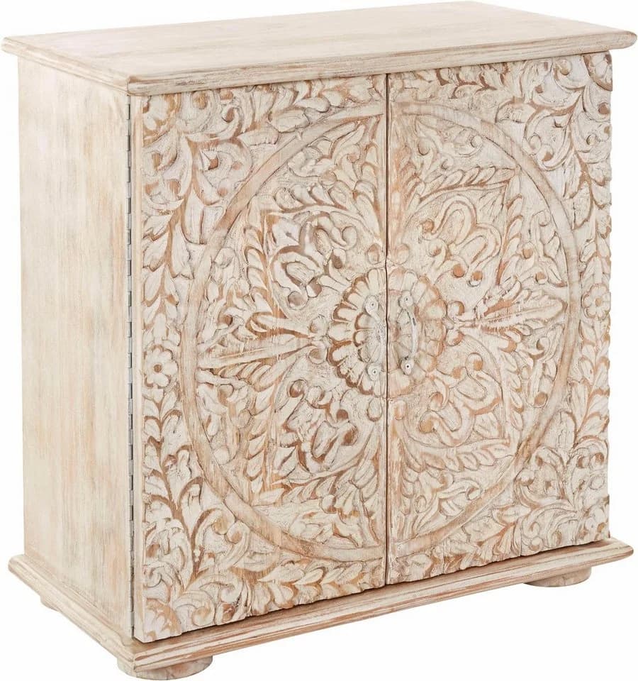 OTTO HOME Kommode Salim mit Schnitzerei Massivholz Beige - Bild 3