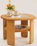 OTTO HOME Couchtisch Jayden 2 Natur Massivholz mit Glaseinsatz Bild 2
