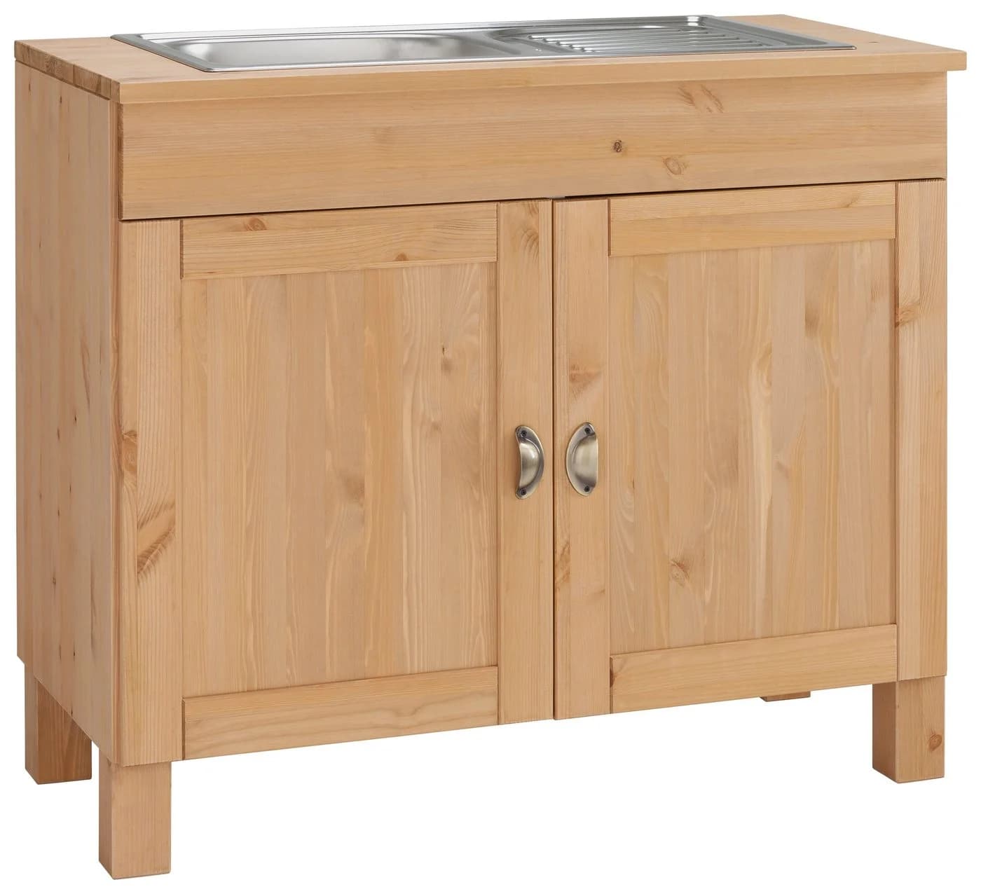HOME AFFAIRE Spülenschrank Oslo Beige Massivholz mit Einbauspüle - Bild 2