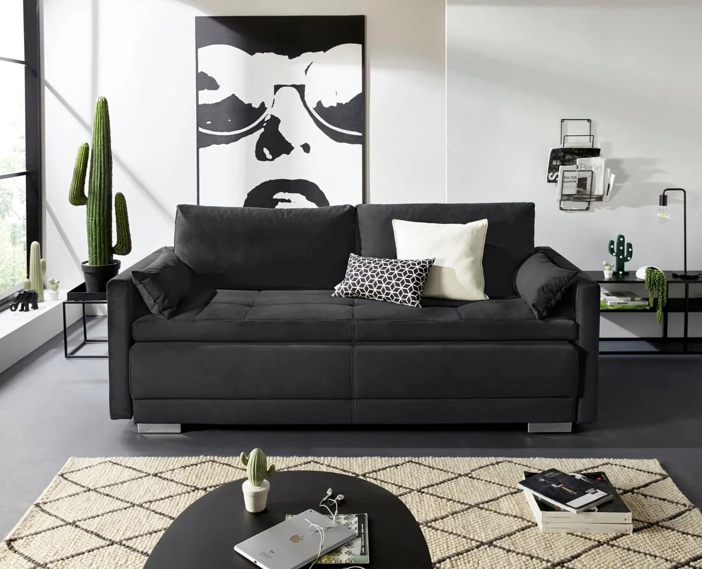 OTTO HOME Schlafsofa Berlin Schwarz Boxspring mit Bettkasten - Bild 2