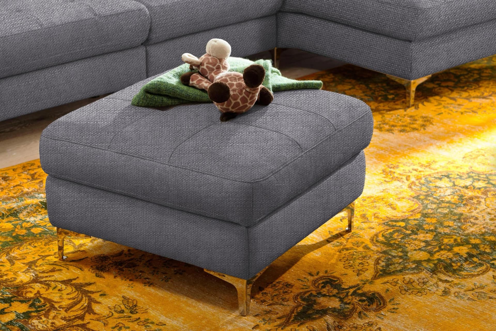 Polsterhocker Basel Grau Home Affaire Luxus-Mikrofaser
