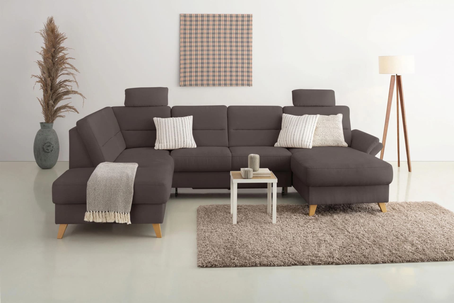 Home Affaire Wohnlandschaft U-Form Dunkelbraun Microfaser