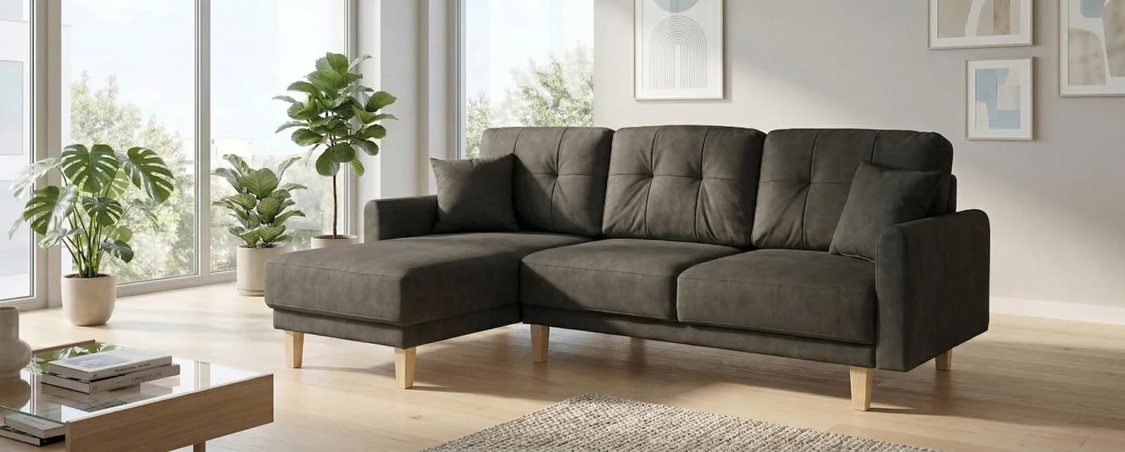 Home Affaire Ecksofa TRIPLO L-Form Anthrazit mit Bettkasten
