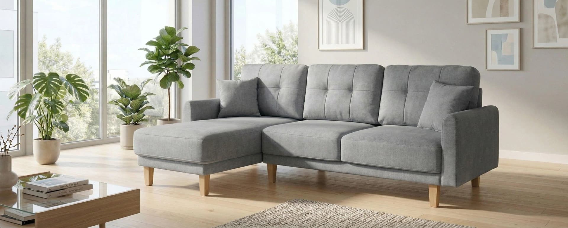 HOME AFFAIRE Ecksofa TRIPLO L-Form mit Bettfunktion und Bettkasten hellgrau