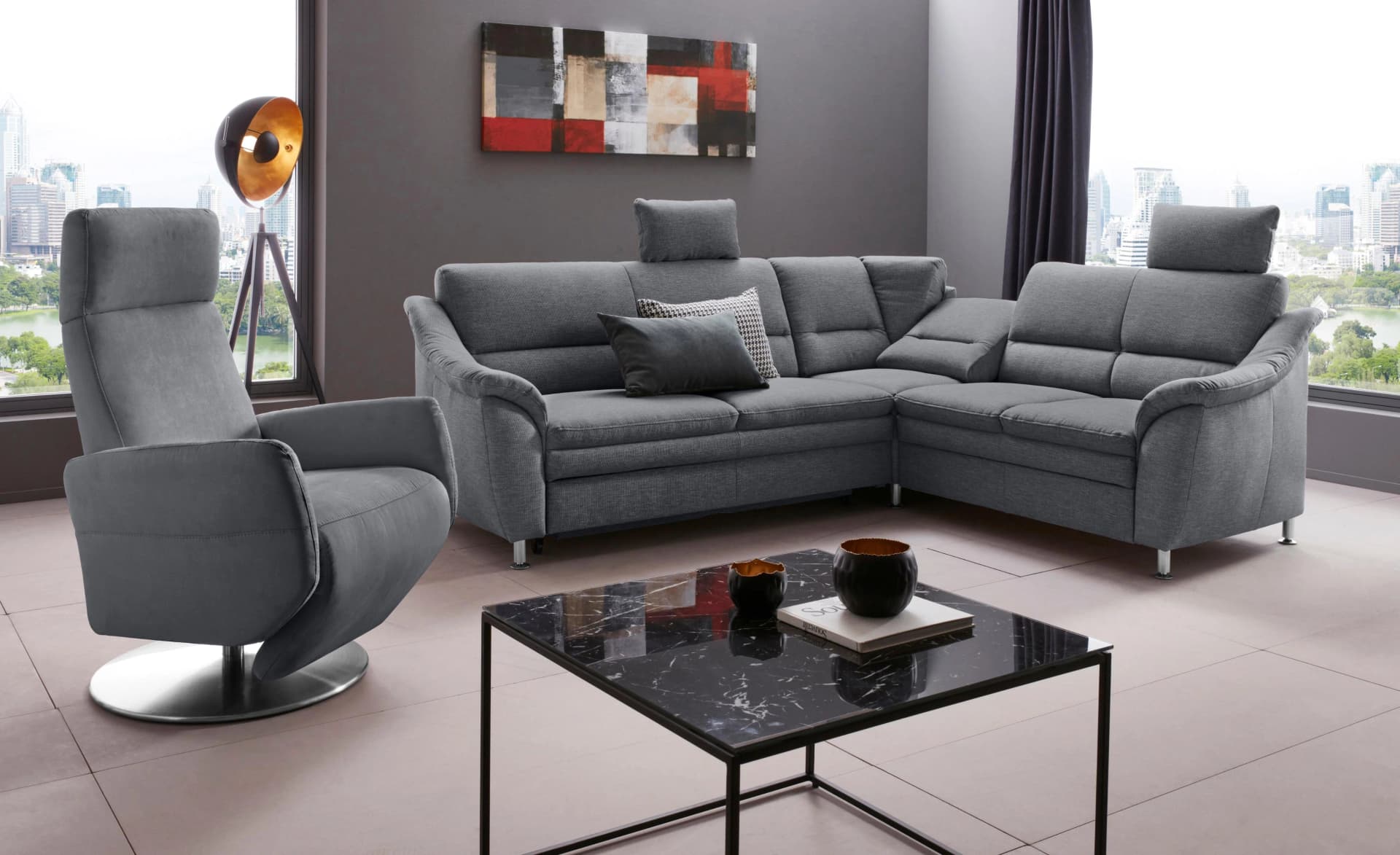 SIT & MORE TV-Sessel Kobra Grau Relaxfunktion