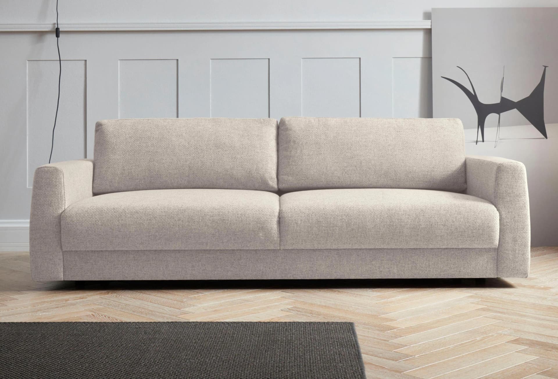 OTTO HOME Hobro 2,5-Sitzer Sofa Beige Microfaser Lederoptik