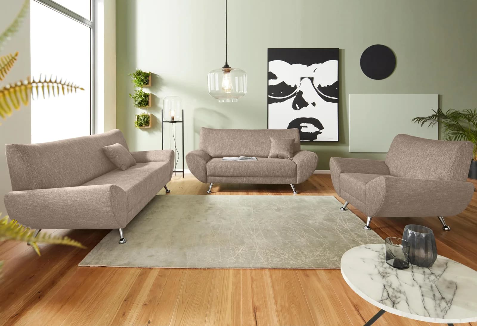 HOME AFFAIRE Polstergarnitur Saltare 3-2-1 Beige Modern