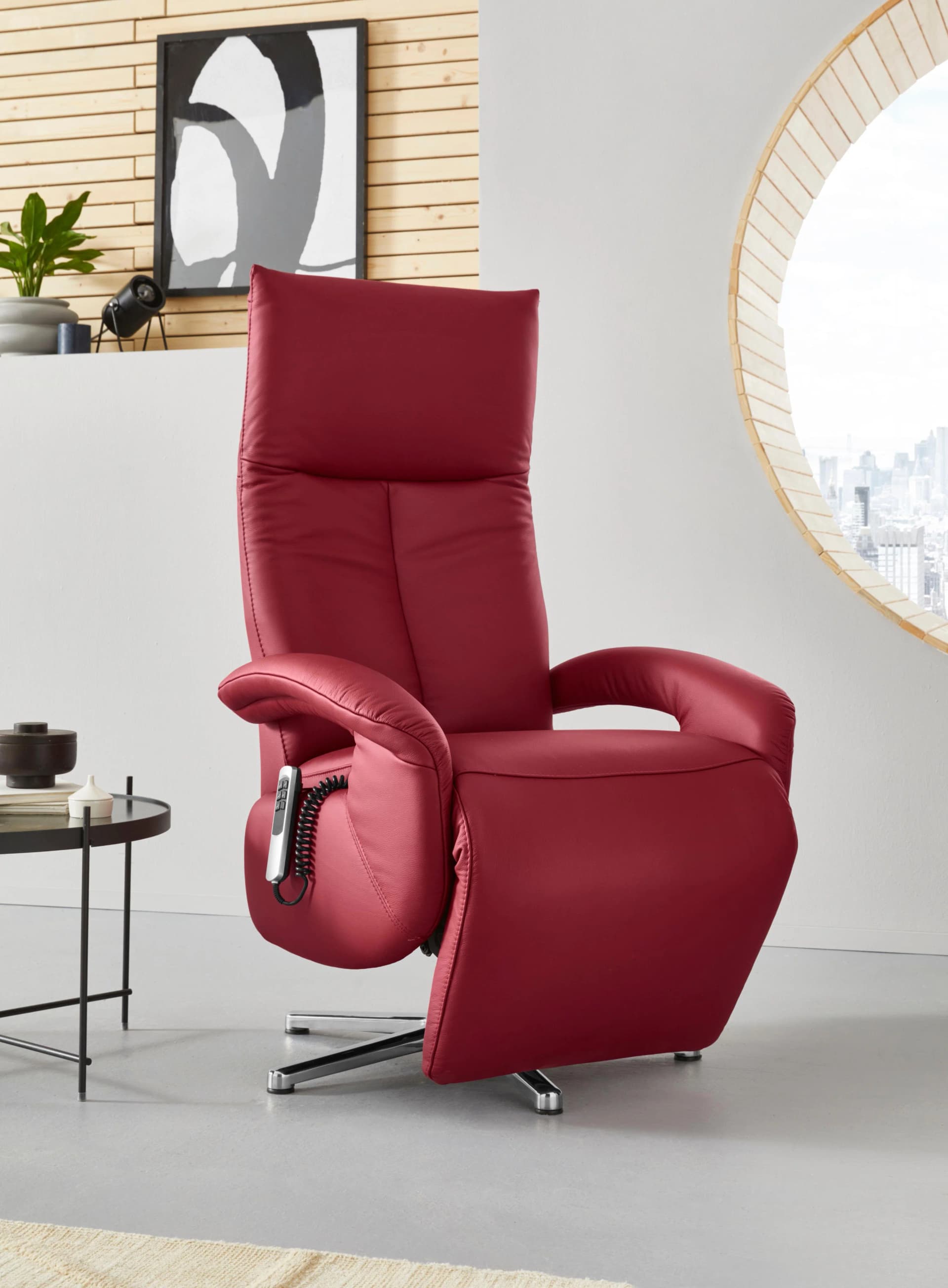TV-Sessel SIT & MORE Tycoon Rot mit Kopfteilverstellung und Drehfunktion