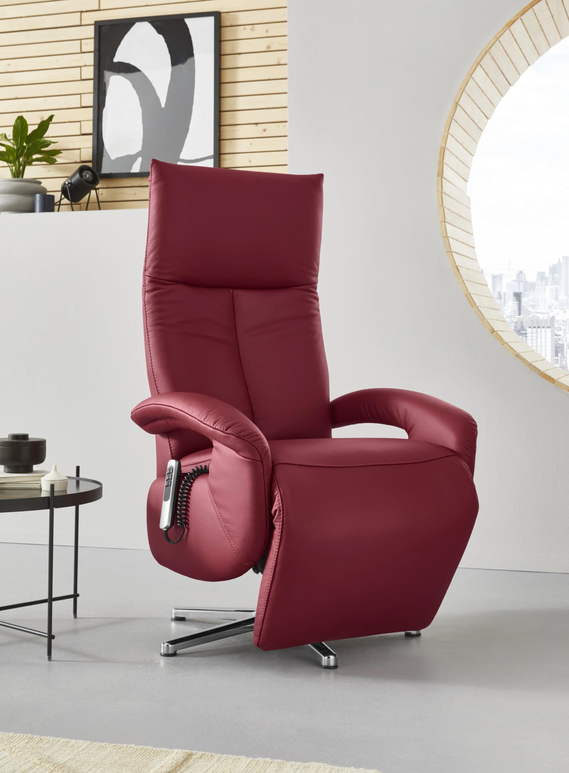 SIT & MORE TV-Sessel Tycoon mit Kopfteilverstellung und Drehfunktion, Rot