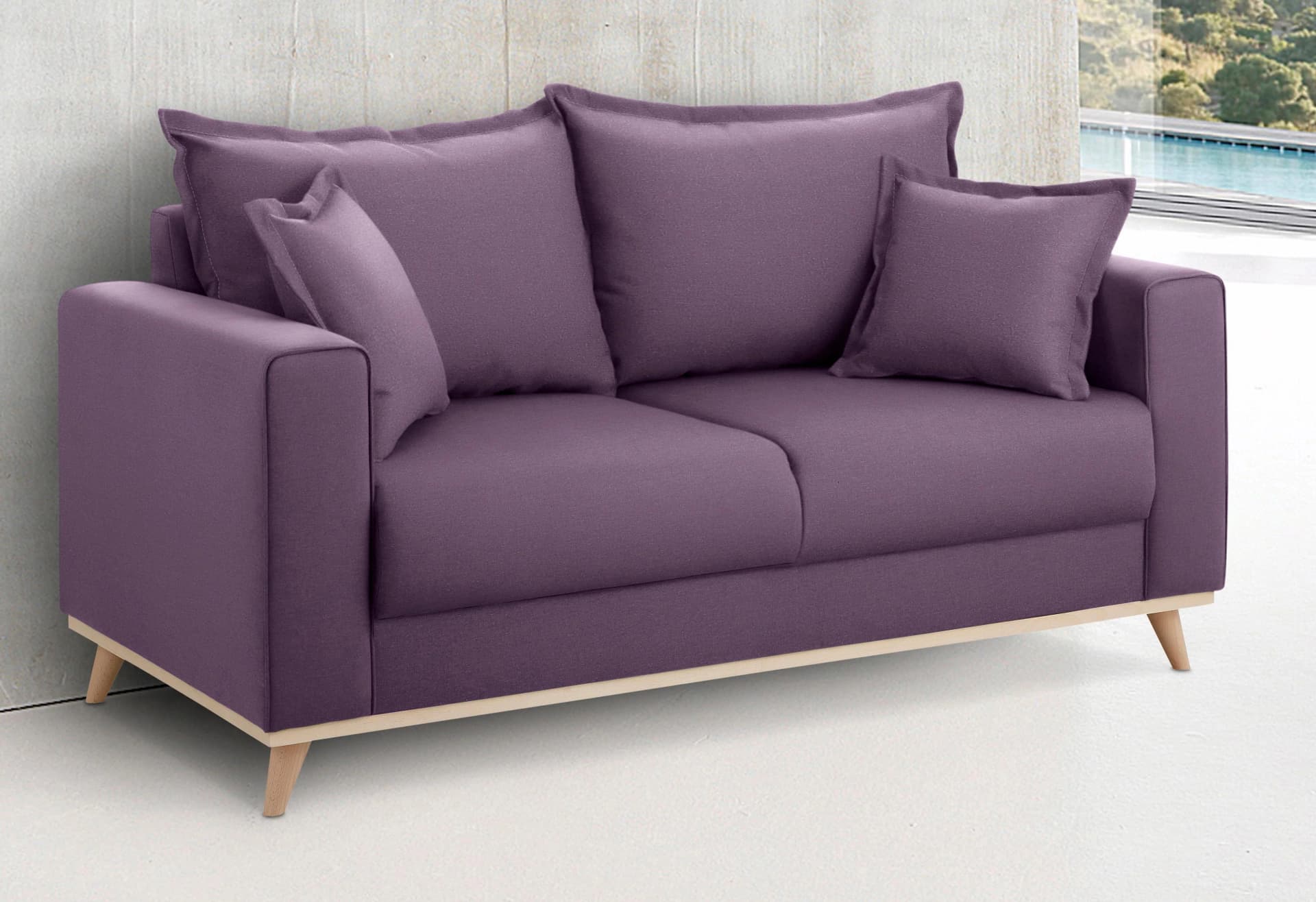 HOME AFFAIRE Edina 2-Sitzer Sofa Lila Skandinavischer Stil