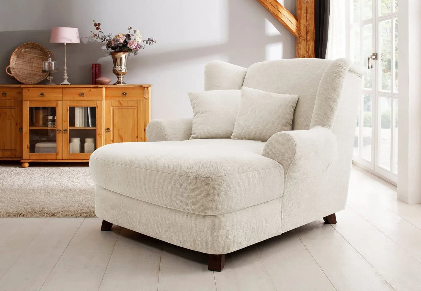 HOME AFFAIRE XXL-Sessel Oase Beige Luxus-Microfaser mit Zierkissen - Bild 2