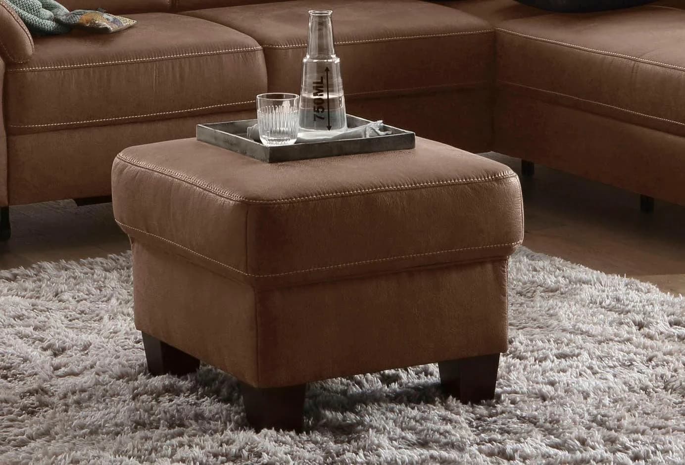 Home Affaire Polsterhocker Arngast Braun Luxus-Microfaser