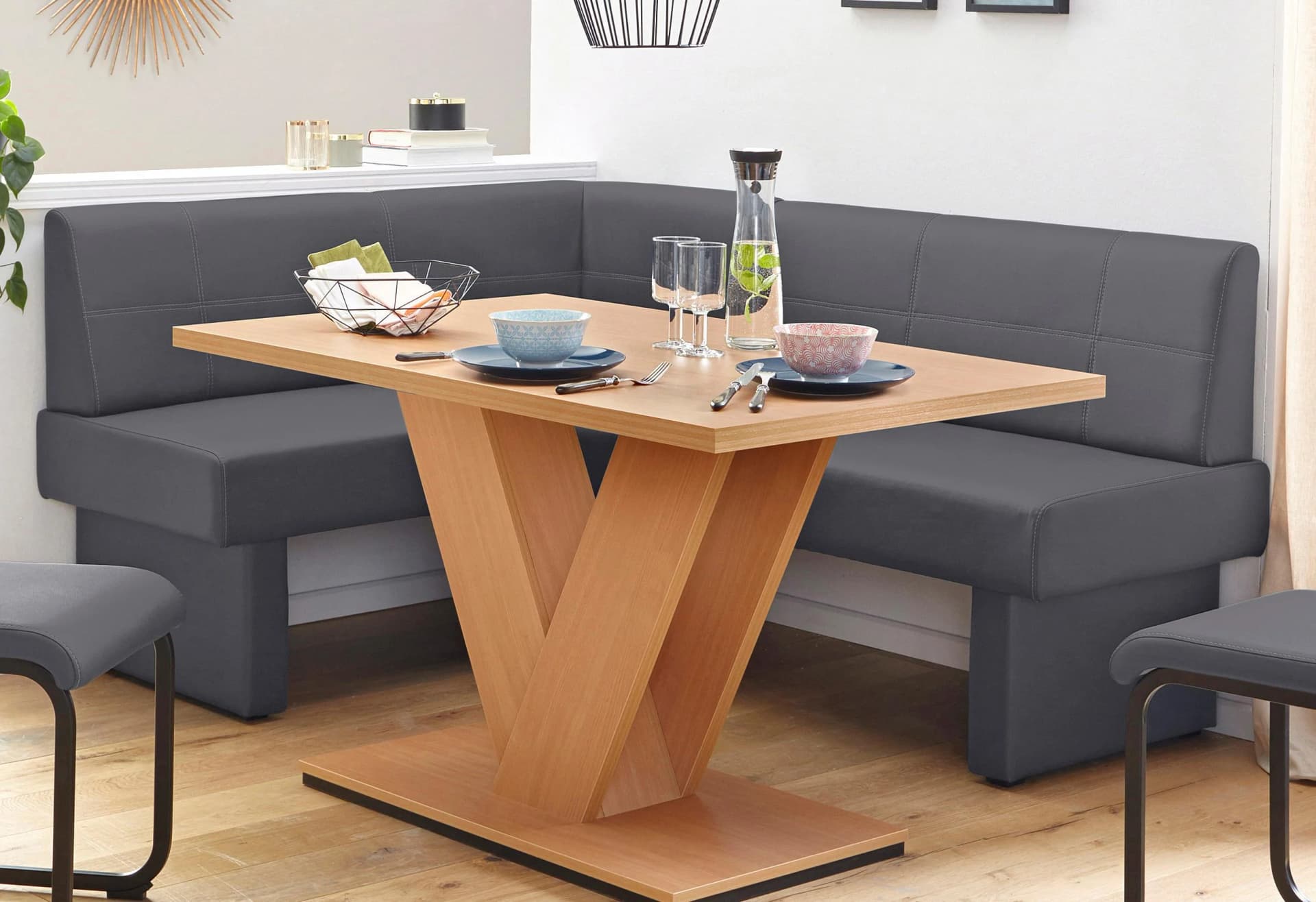 Home affaire Eckbank Grau Kunstleder Gepolstert