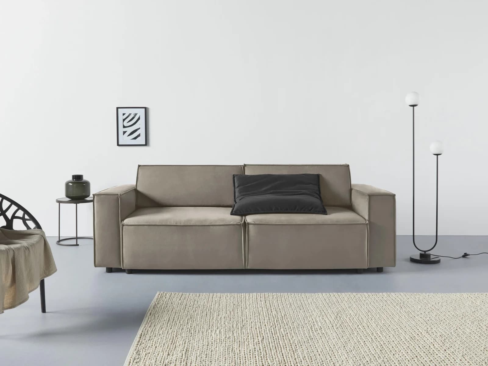 HOME AFFAIRE Schlafsofa Marva Taupe/Beige mit Bettfunktion und Bettkasten