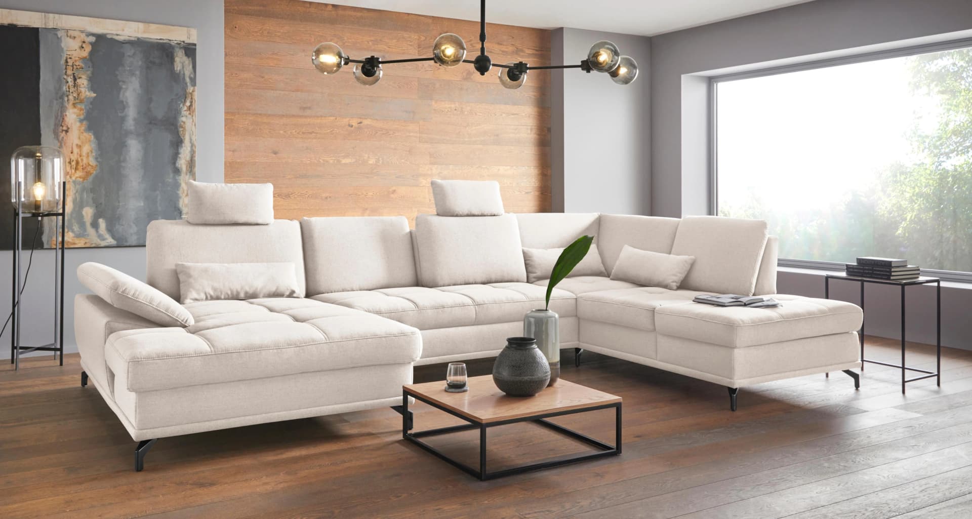 OTTO HOME Wohnlandschaft Costello U-Form Beige mit Sitztiefenverstellung