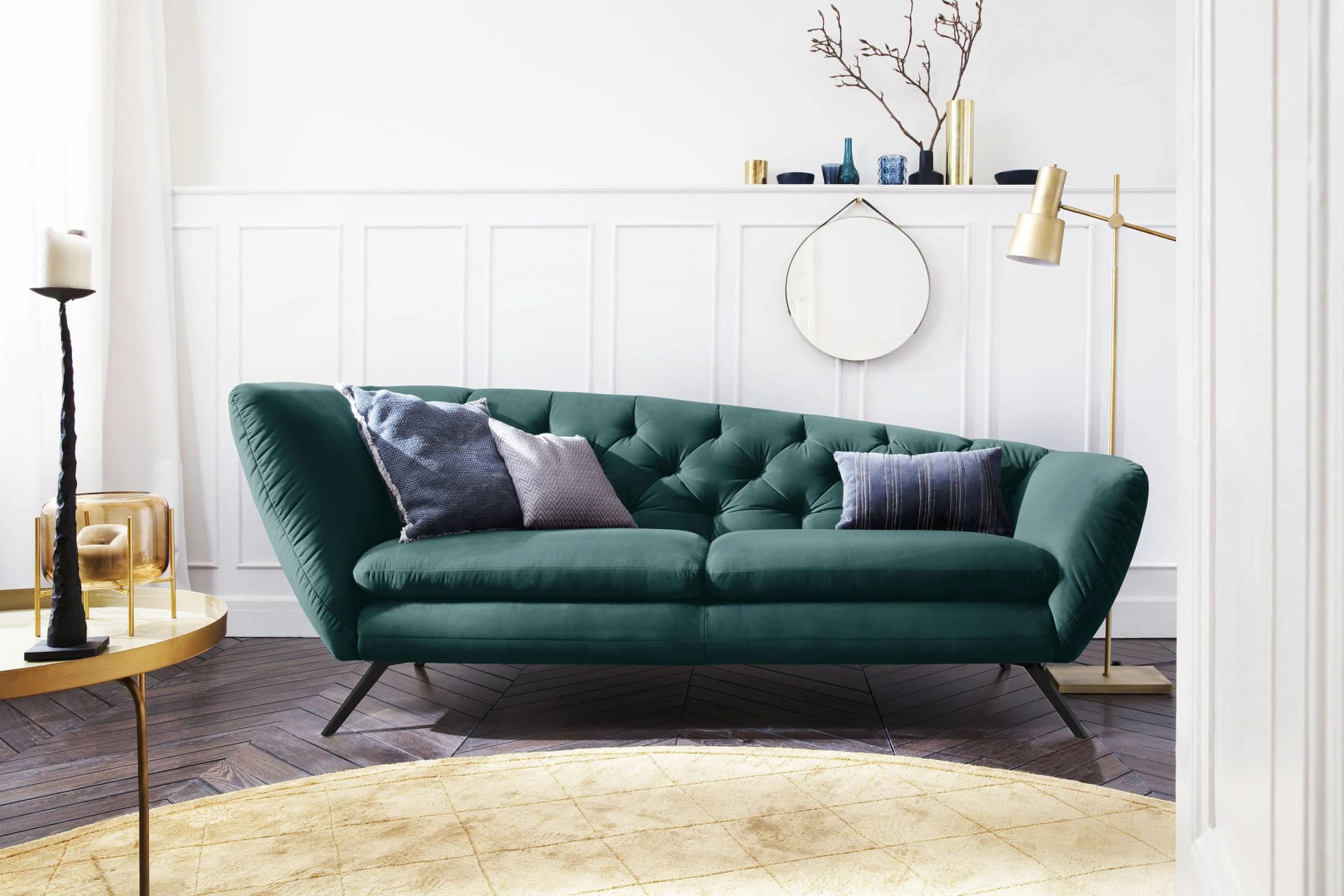 Recamiere HOME AFFAIRE Beatrice Dunkelgrün Samtoptik