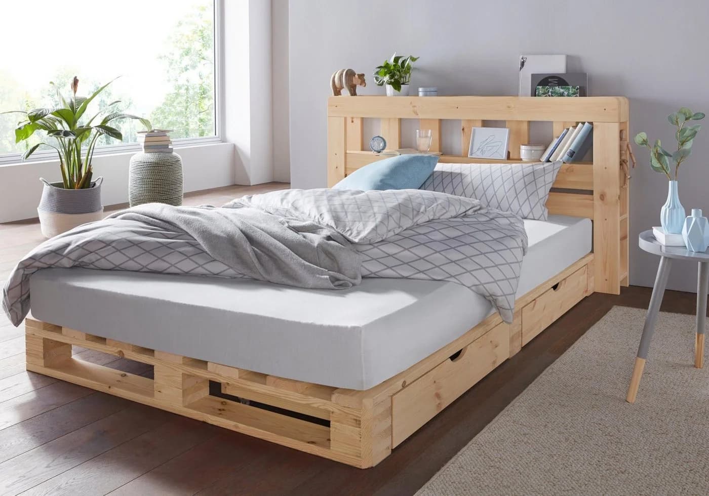 OTTO HOME Kopfteil ALASCO Massivholz Beige 7 Fächer