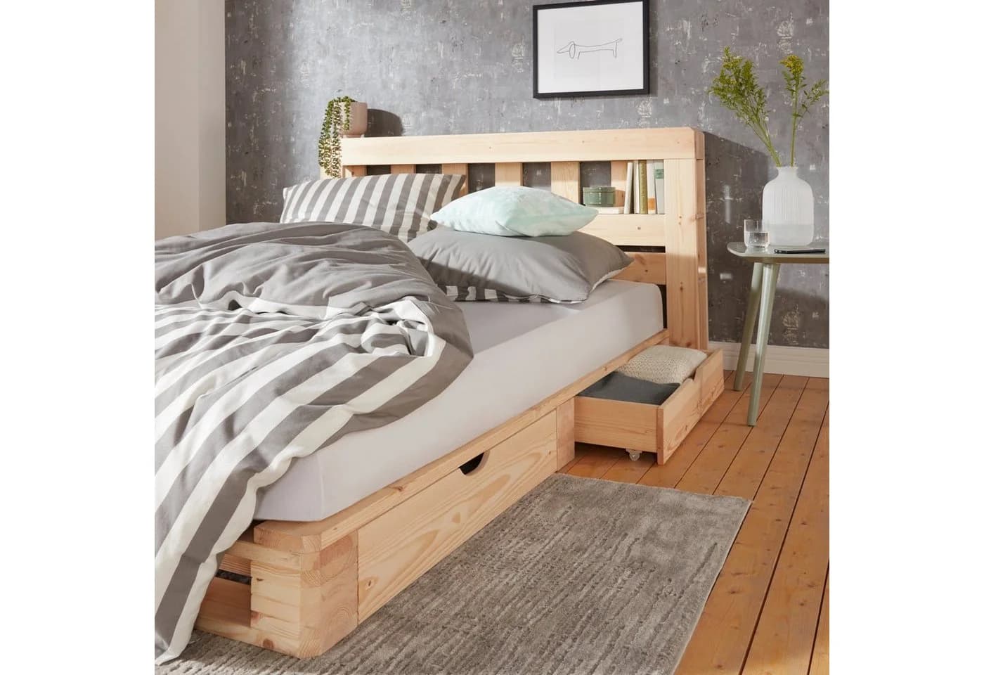 OTTO HOME Kopfteil ALASCO Massivholz Beige 7 Fächer - Bild 4