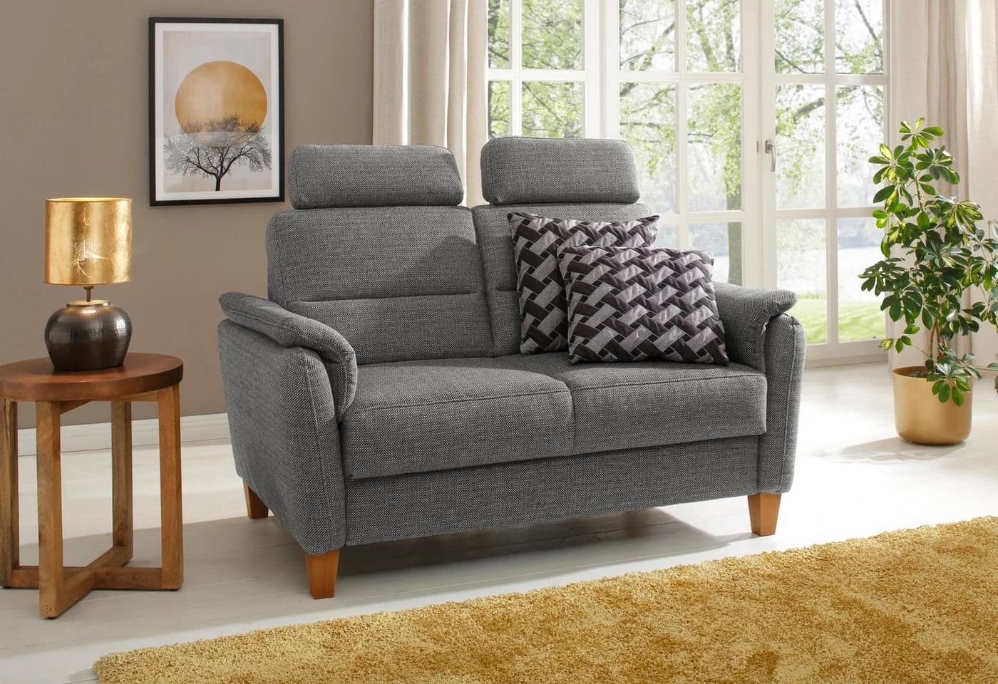 Home affaire Sofa 2-Sitzer Palmera Grau Polyester - Bild 2