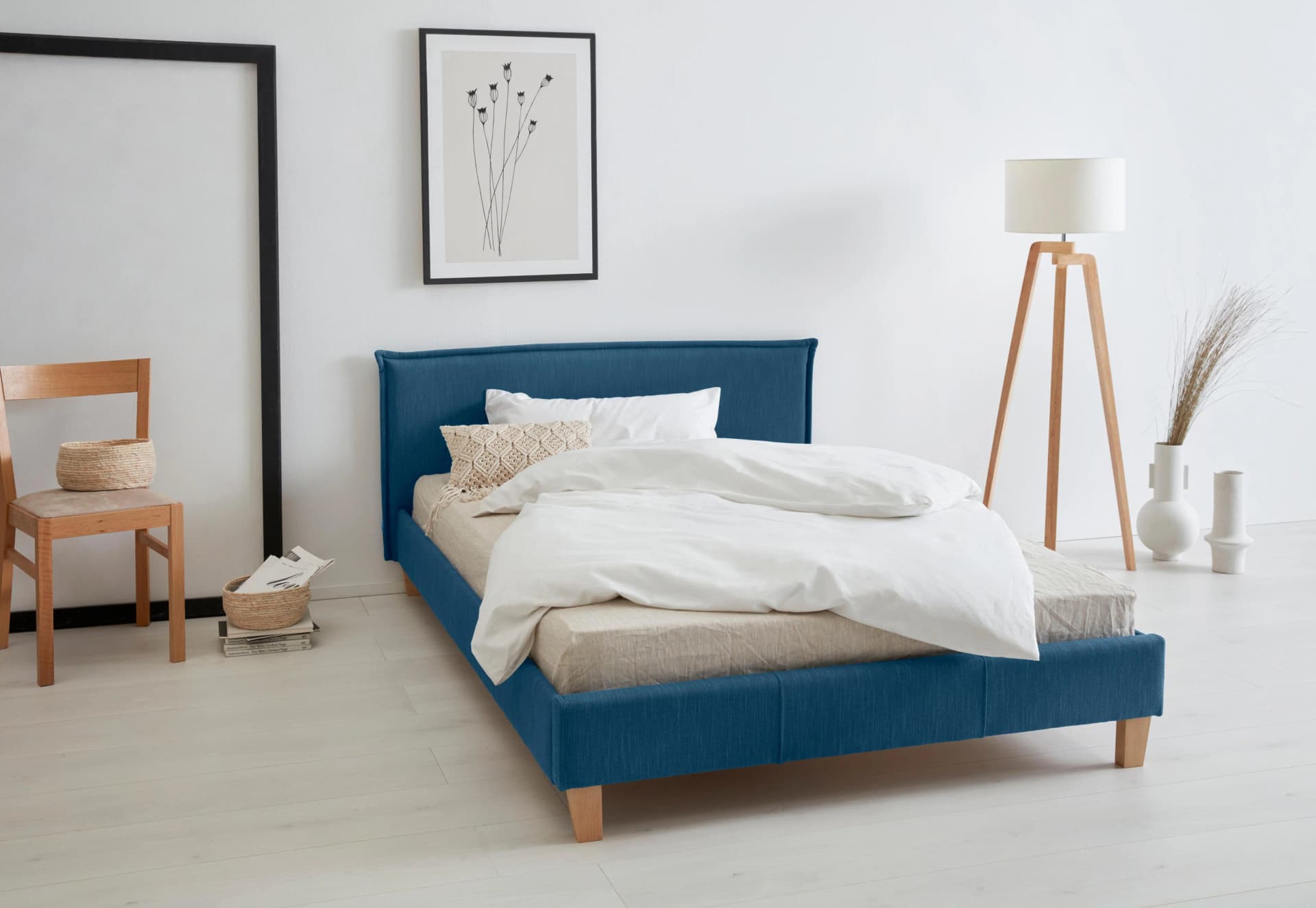 OTTO products Polsterbett Heddi Blau mit Lattenrost