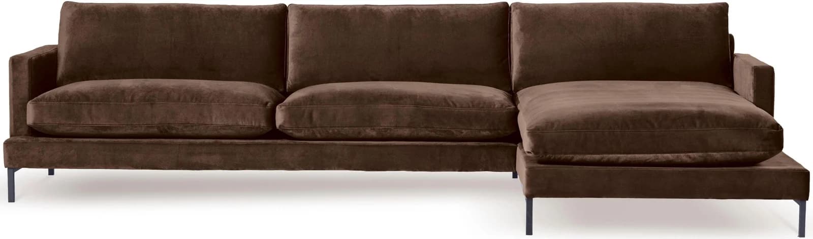 Ecksofa ANDAS Welland Braun Samtvelours mit Recamiere