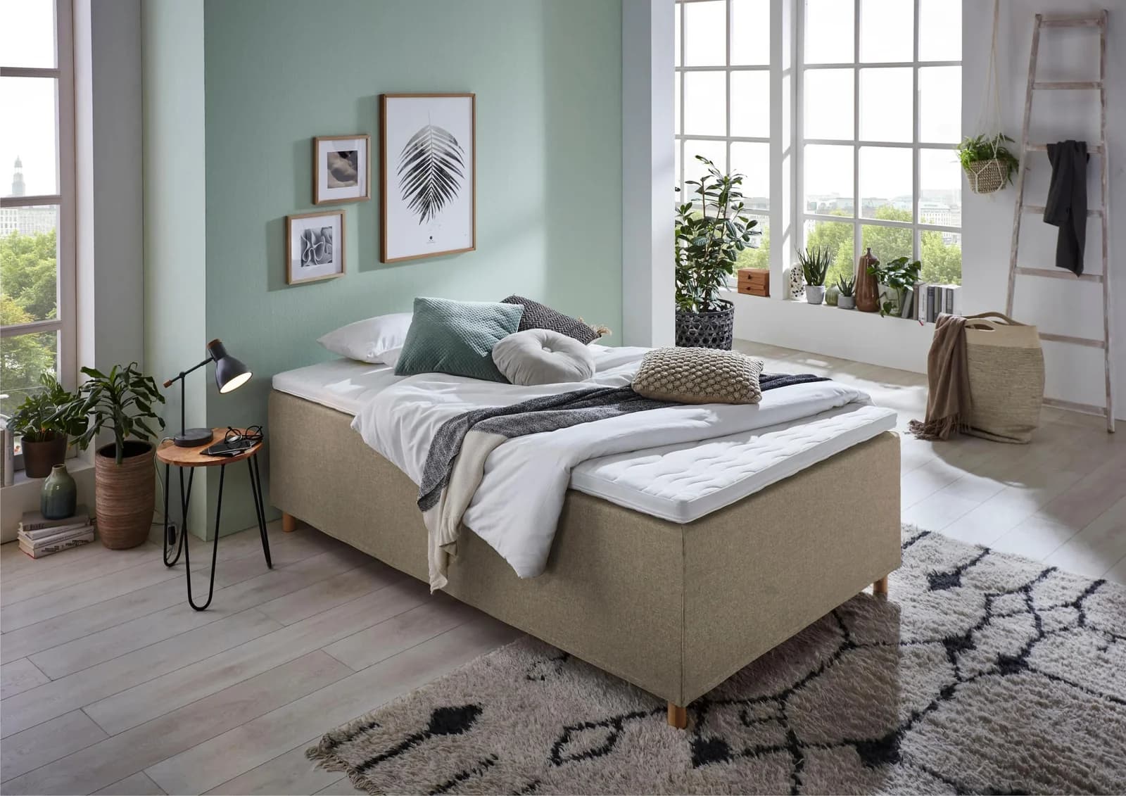 Home Affaire Thorsby Boxspringbett Beige Komplettbett ohne Kopfteil