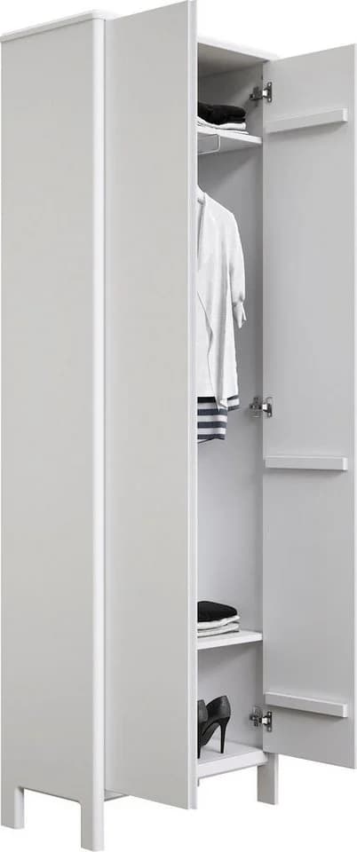 Garderobenschrank Luven Weiß Massivholz 2 Türen - Bild 4