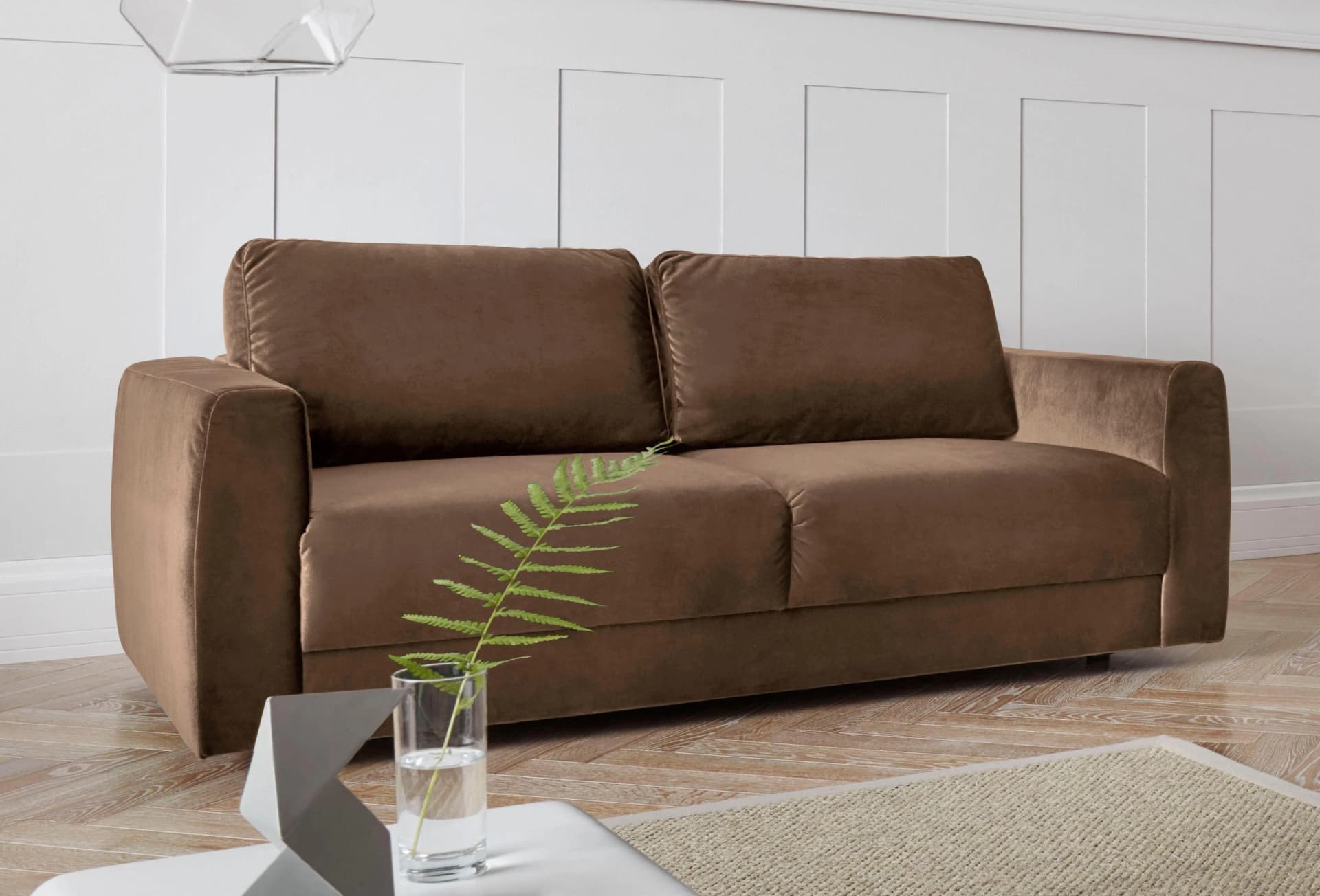 OTTO HOME Hobro 2-Sitzer Sofa Braun Samtoptik