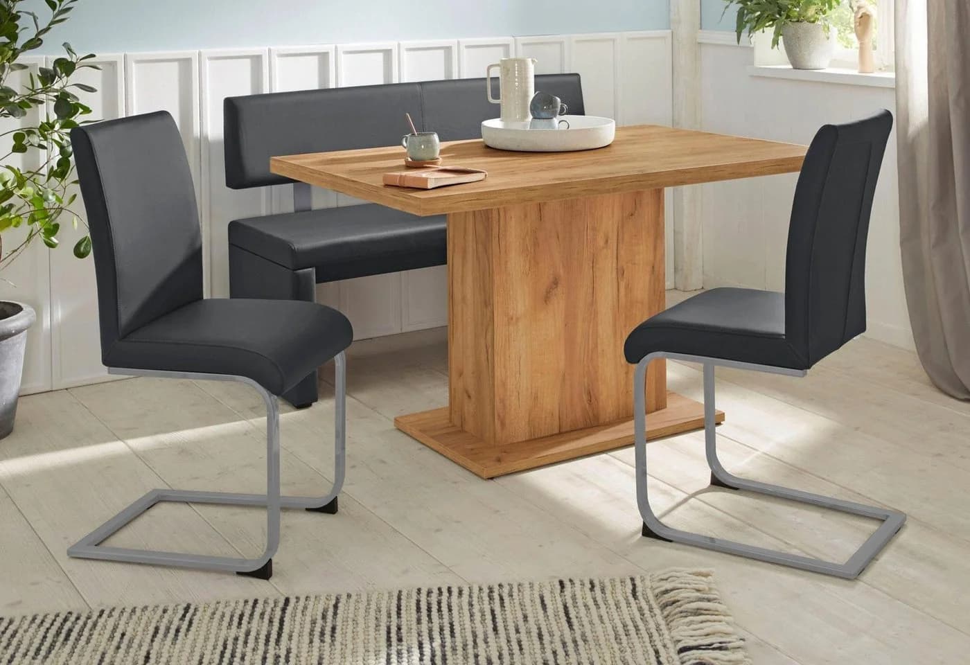 OTTO HOME Sitzbank Charissa Schwarz Kunstleder mit Lehne