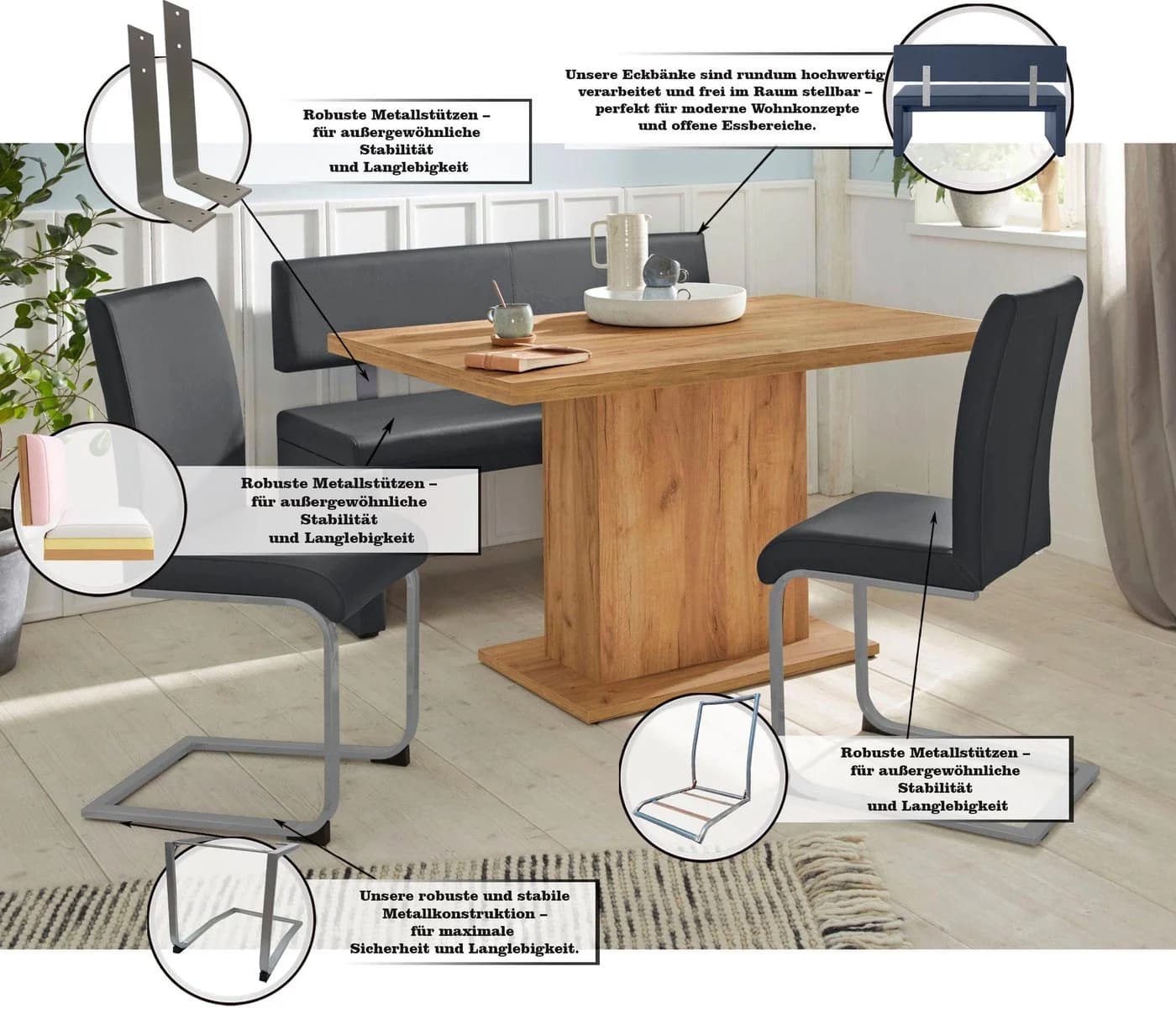 OTTO HOME Sitzbank Charissa Schwarz Kunstleder mit Lehne - Bild 3