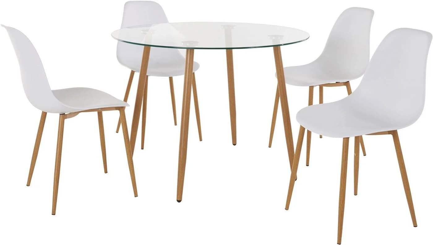 OTTO HOME Miller Essgruppe Weiß Glastisch 4 Stühle Modern - Bild 3