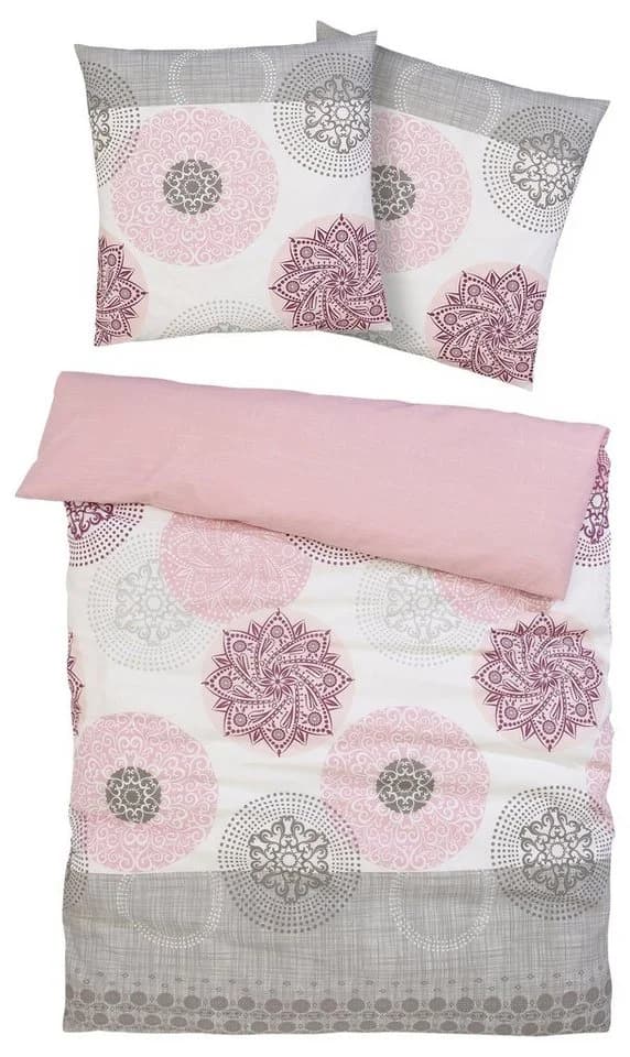 Elegante Bettwäsche mit Ornamenten in Rosa und Grau - Bild 2